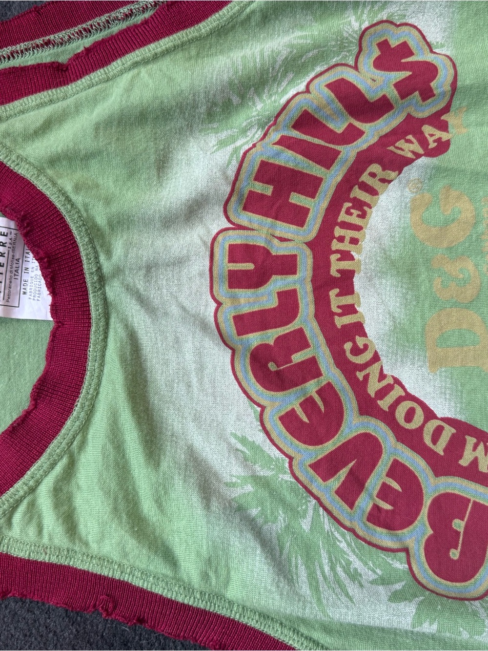 D&G Green & Red Beverly Hills Graphic Tank Top -